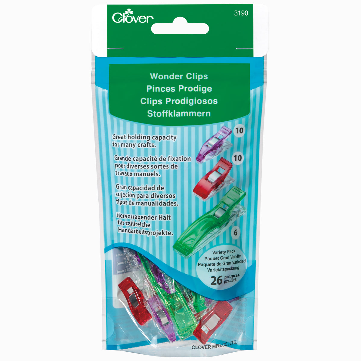 Clover Mini Wonder Clips (50 pieces) Assorted Colors - 051221731891  Quilting Notions