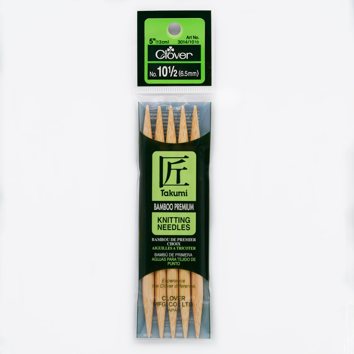 Takumi Bamboo Knitting Needles Double Pointed (5") No. 10.5 Clover
