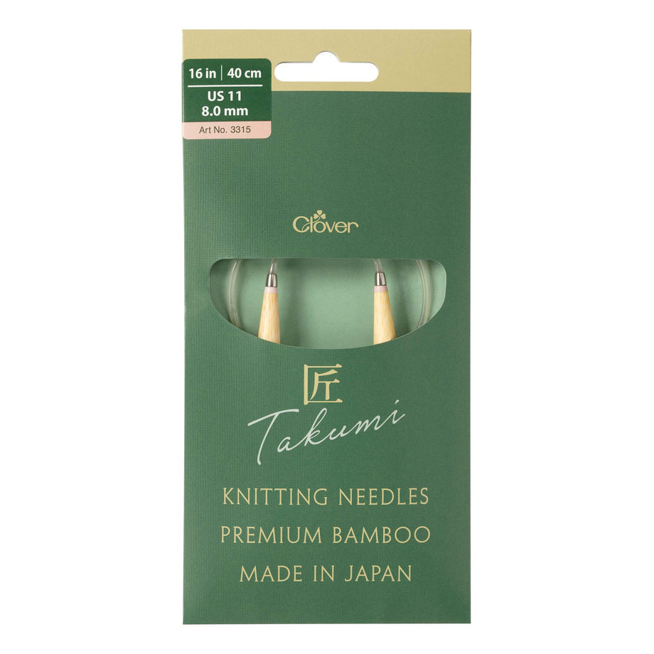 Clover Bamboo Takumi Circular Knitting Needles 16 inch, Size 11