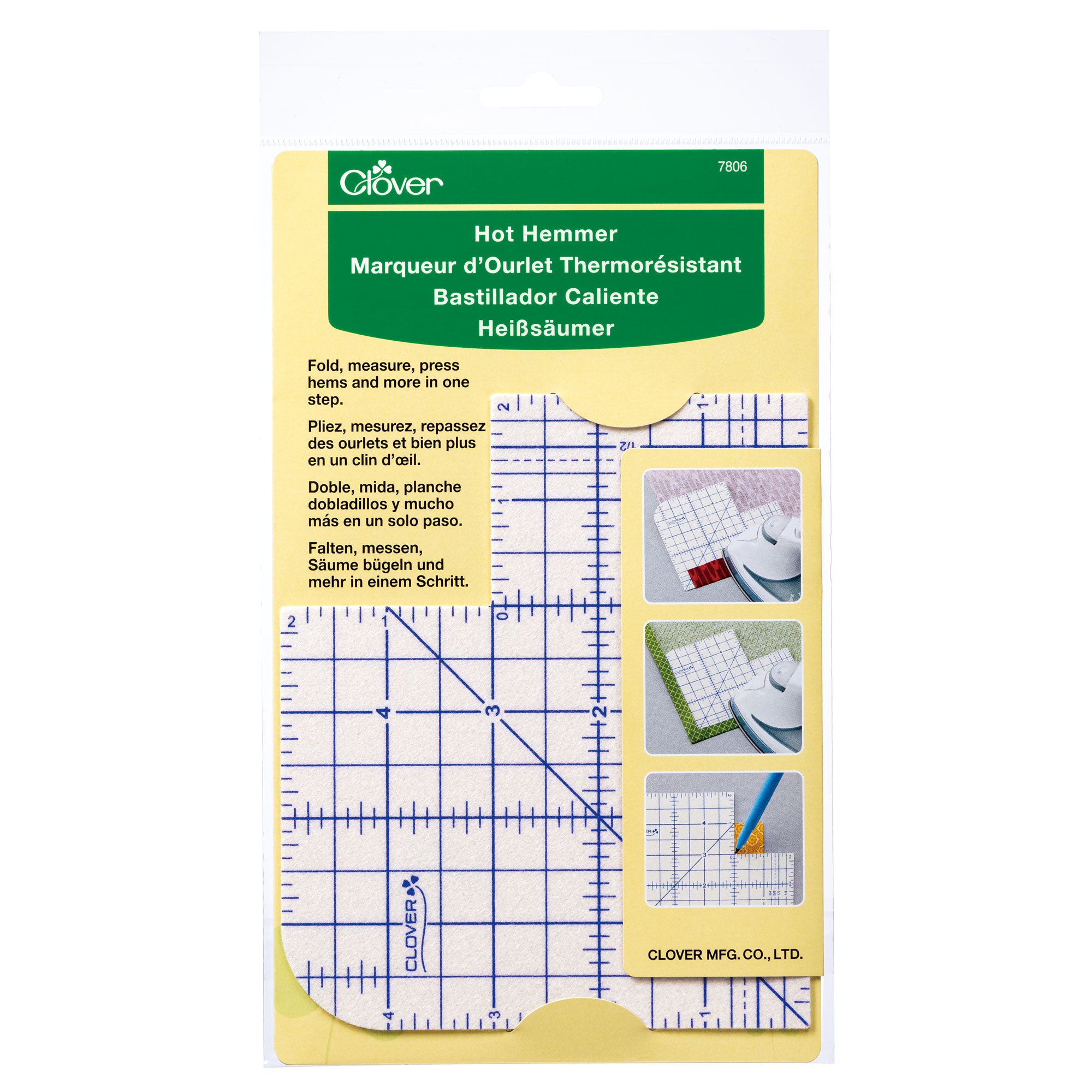 Clover Iron Ruler (Japan Import) - 150x100mm Sewing Tool For Hemming & Folding Fabric
