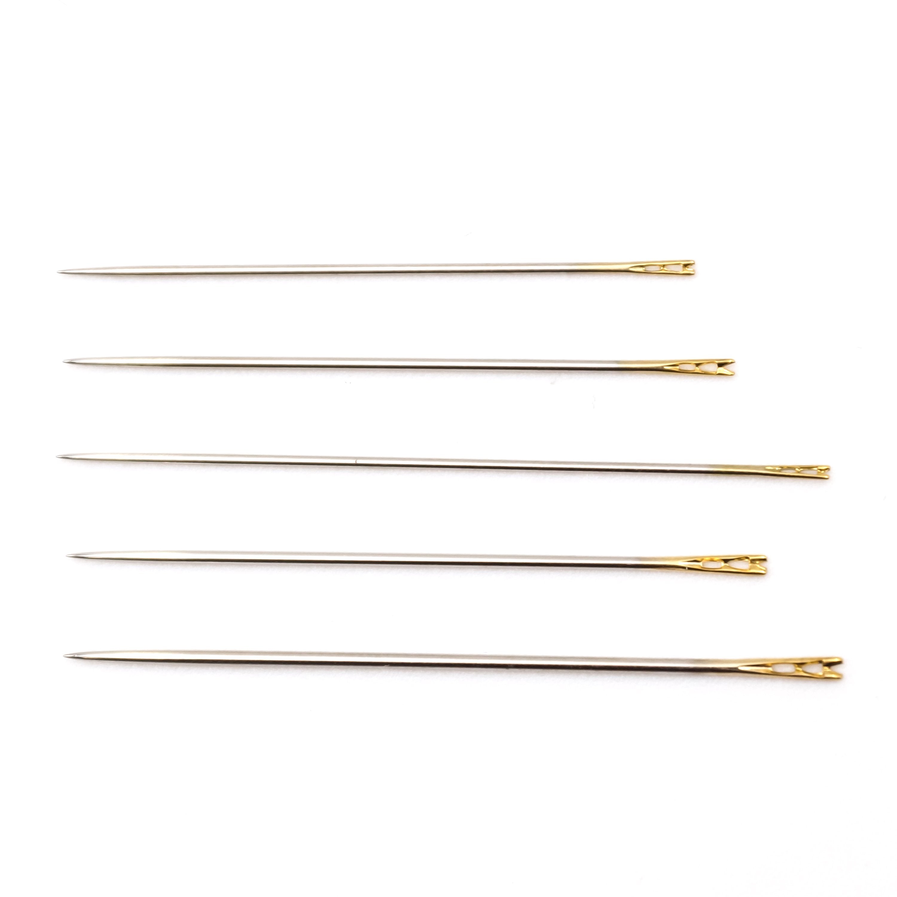  Self-Threading Needles - Upgraded Stainless Steel Sewing  Needles for Handsewing - 12Pcs Golden Needles in 3 Sizes - Easy to Thread  Sewing Needles for Elderly and Beginners (Gold)