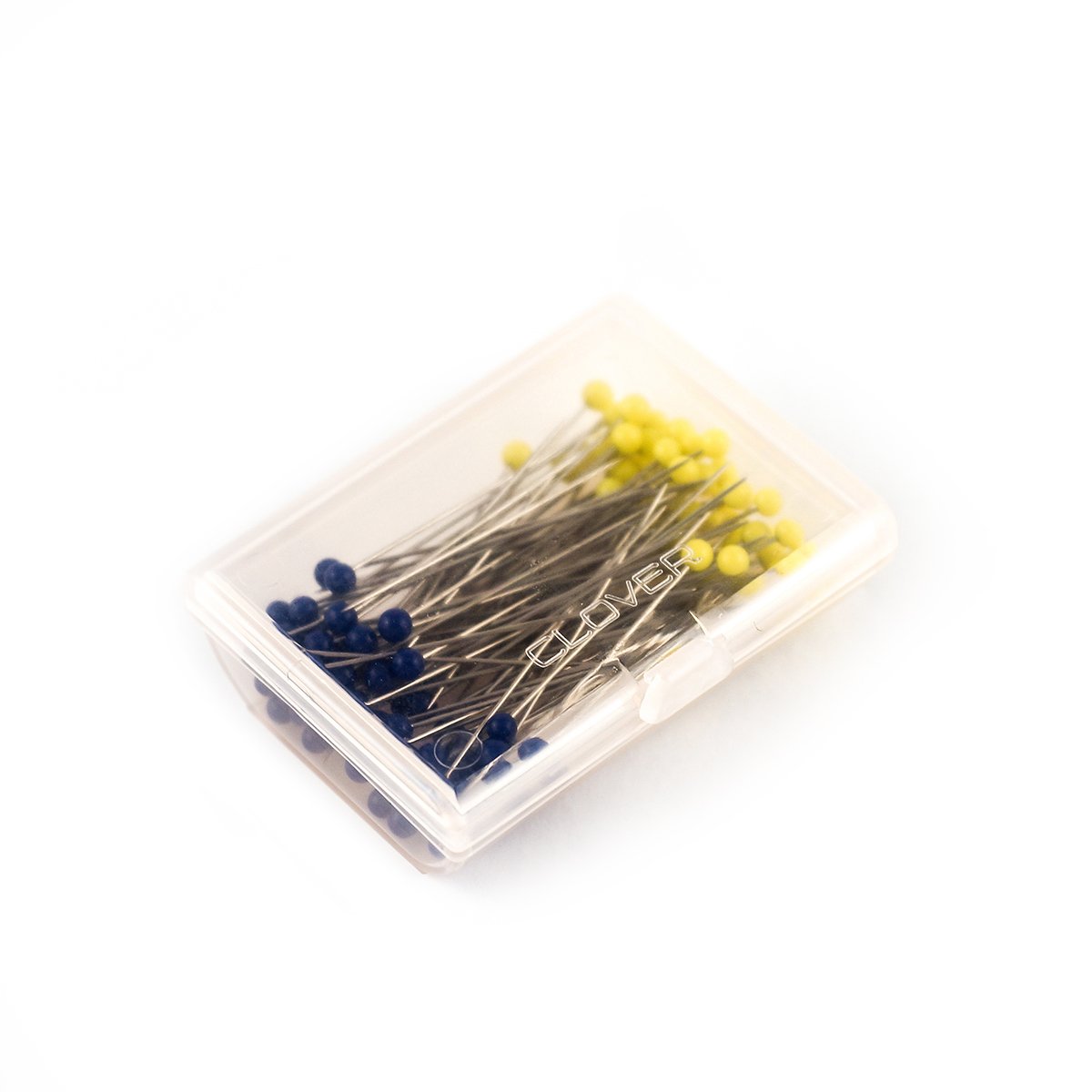 Clover Glass Head Pins - #22 - 1 3/8 x 0.015 - 100/Pack - Blue & Yellow