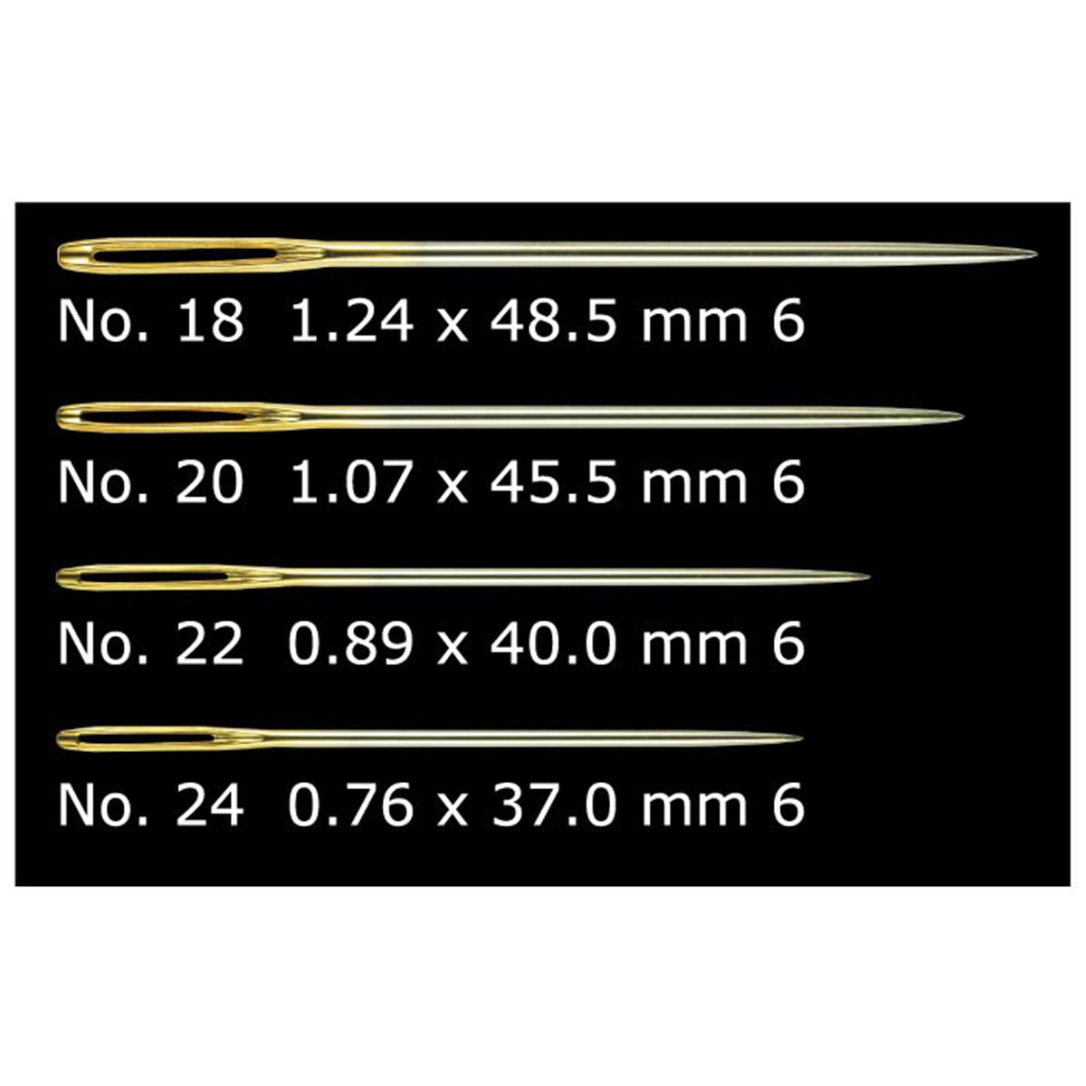 Singer Chenille Color Eye Needles 6/Pkg Sizes 22, 24, and 26