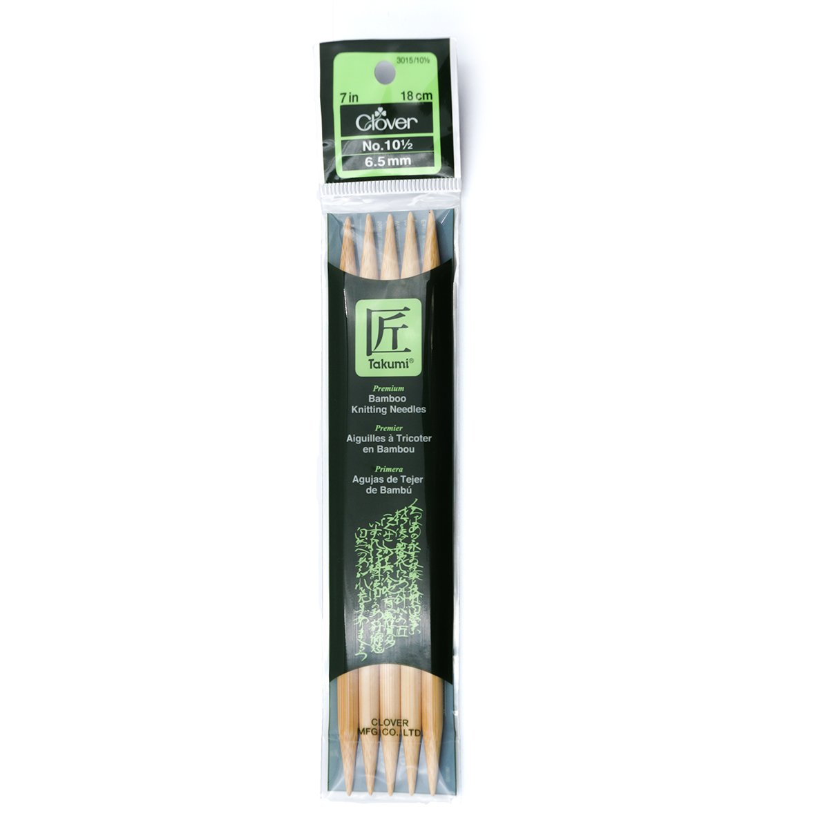Clover 5” Size 10 Bamboo Double Point Knitting Needle Set 5ct by Clover