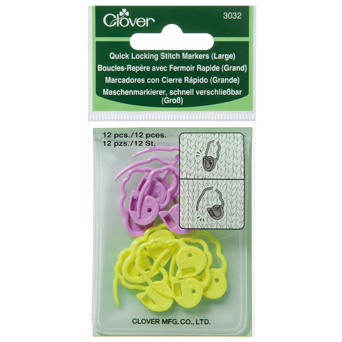 Clover Locking Stitch Markers With Clip
