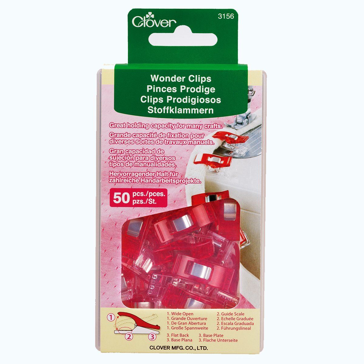 Clover Wonder Clips - 1 X 3/8 - Red/Silver - WAWAK Sewing Supplies