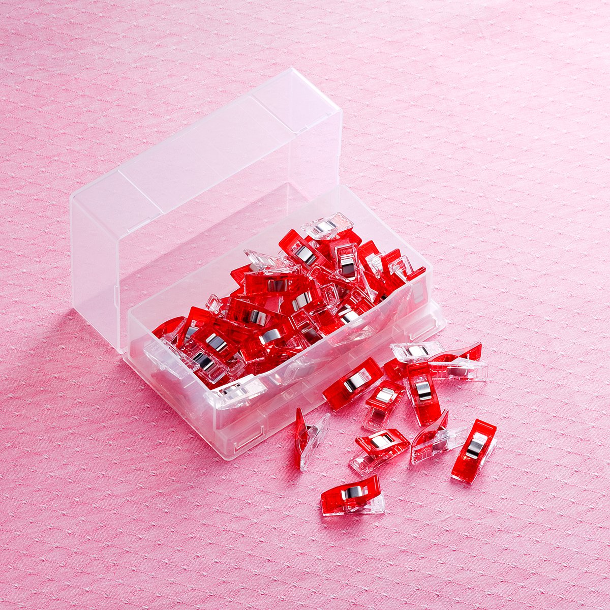 Clover Wonder Clips - 1 X 3/8 - 50/Pack - Red/Silver