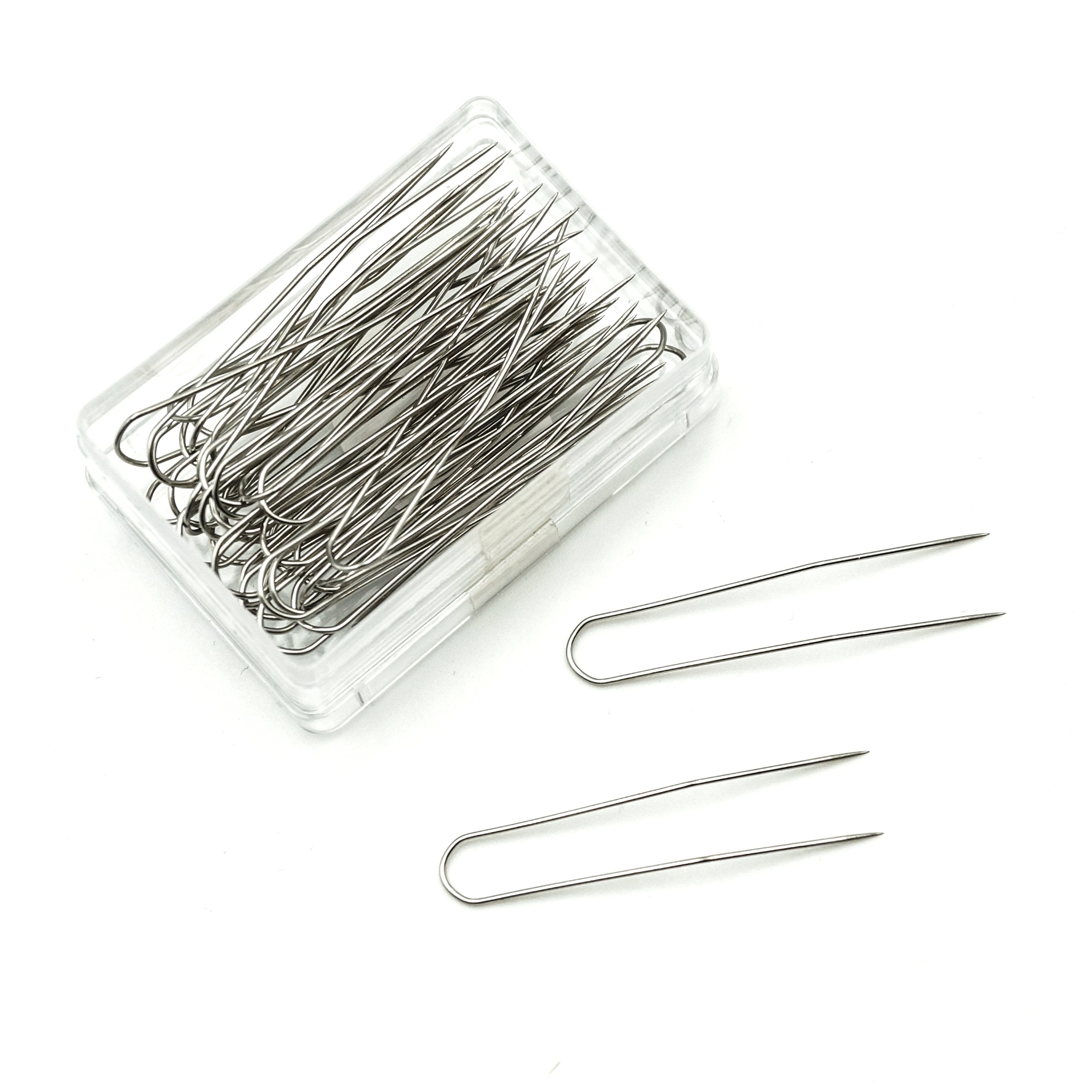 Swpeet 150pcs Stainless Steel Sewing U-Pins - 3 Colors (Black, Silver, Gold), 23mm & 17mm, Double Blocking Pins For Crafts