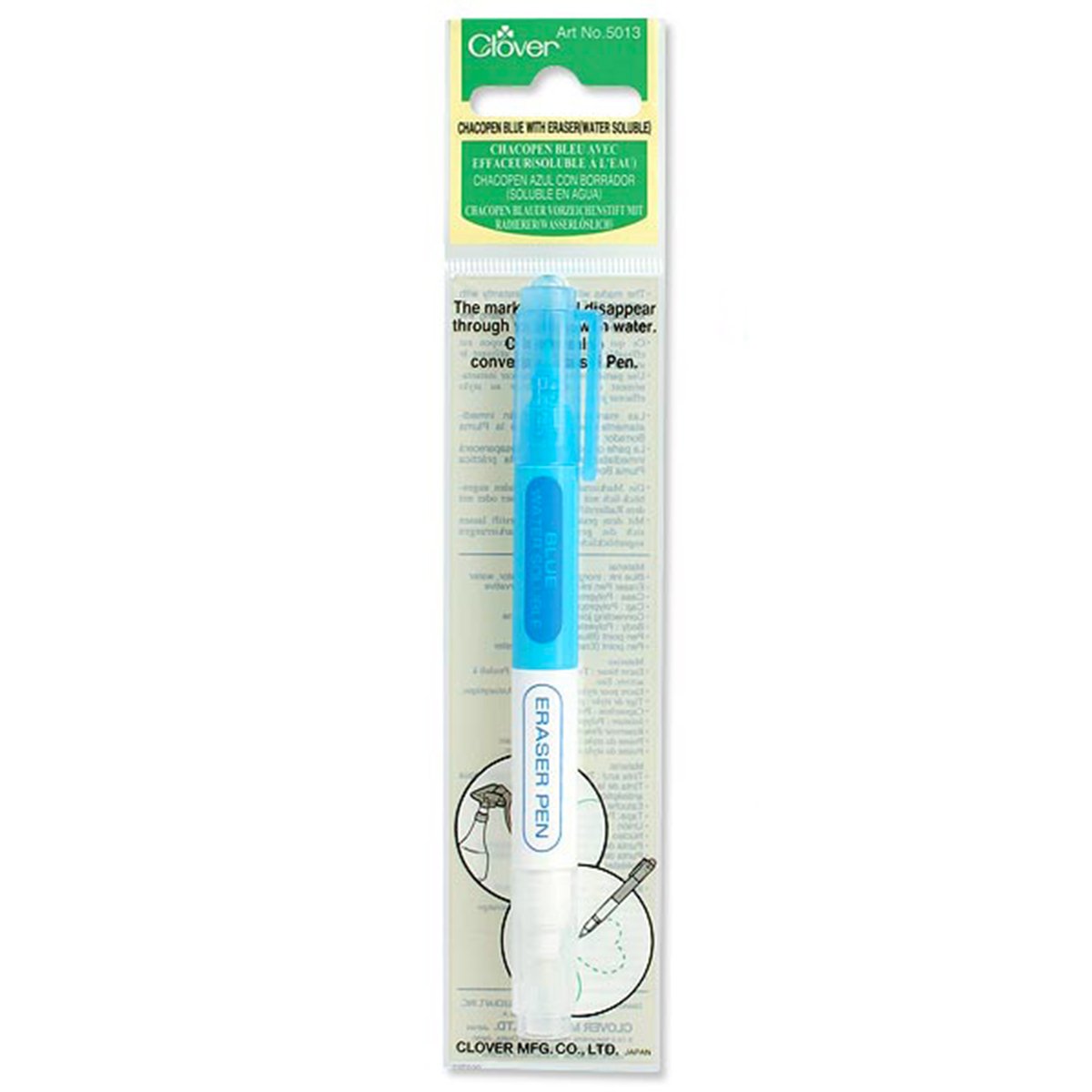 Clover Chacopen Vorzeichenstift Blau – Wasserlöschbar, Mit Radierstift, Für Nähen & Basteln