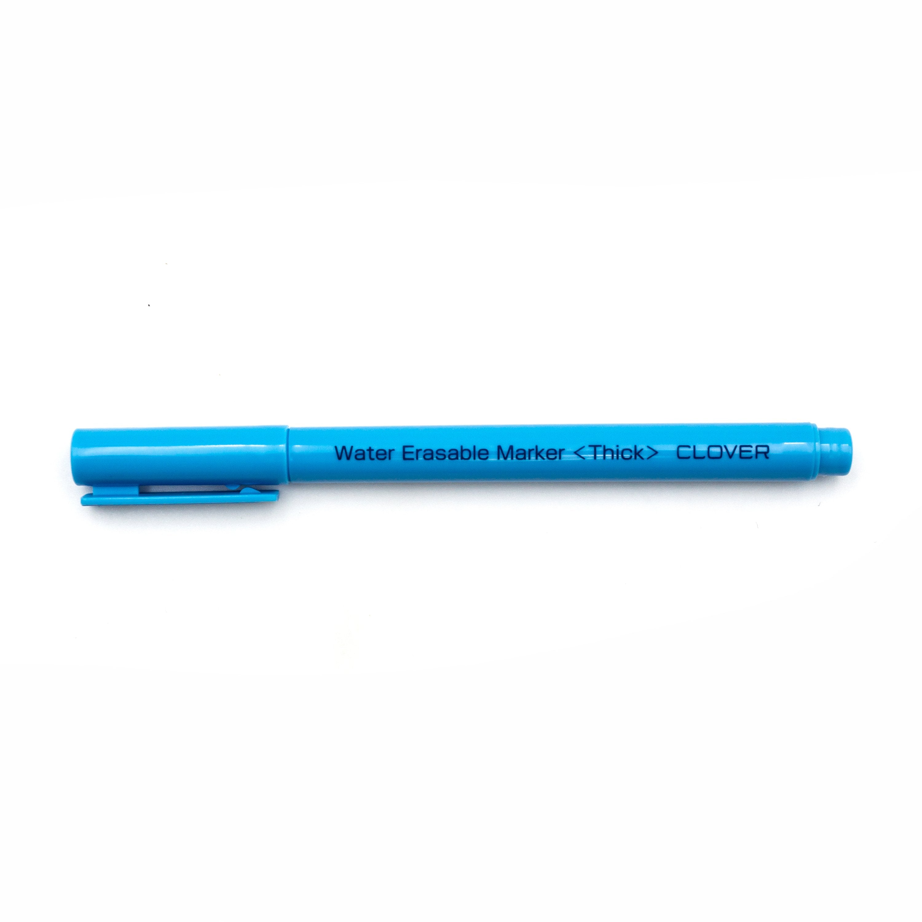 Clover Fabric Pens: Water Erasable Marker Available in Blue FINE 515 or  THICK 516, White Marking Pen FINE 517, or Eraser Pen 518 