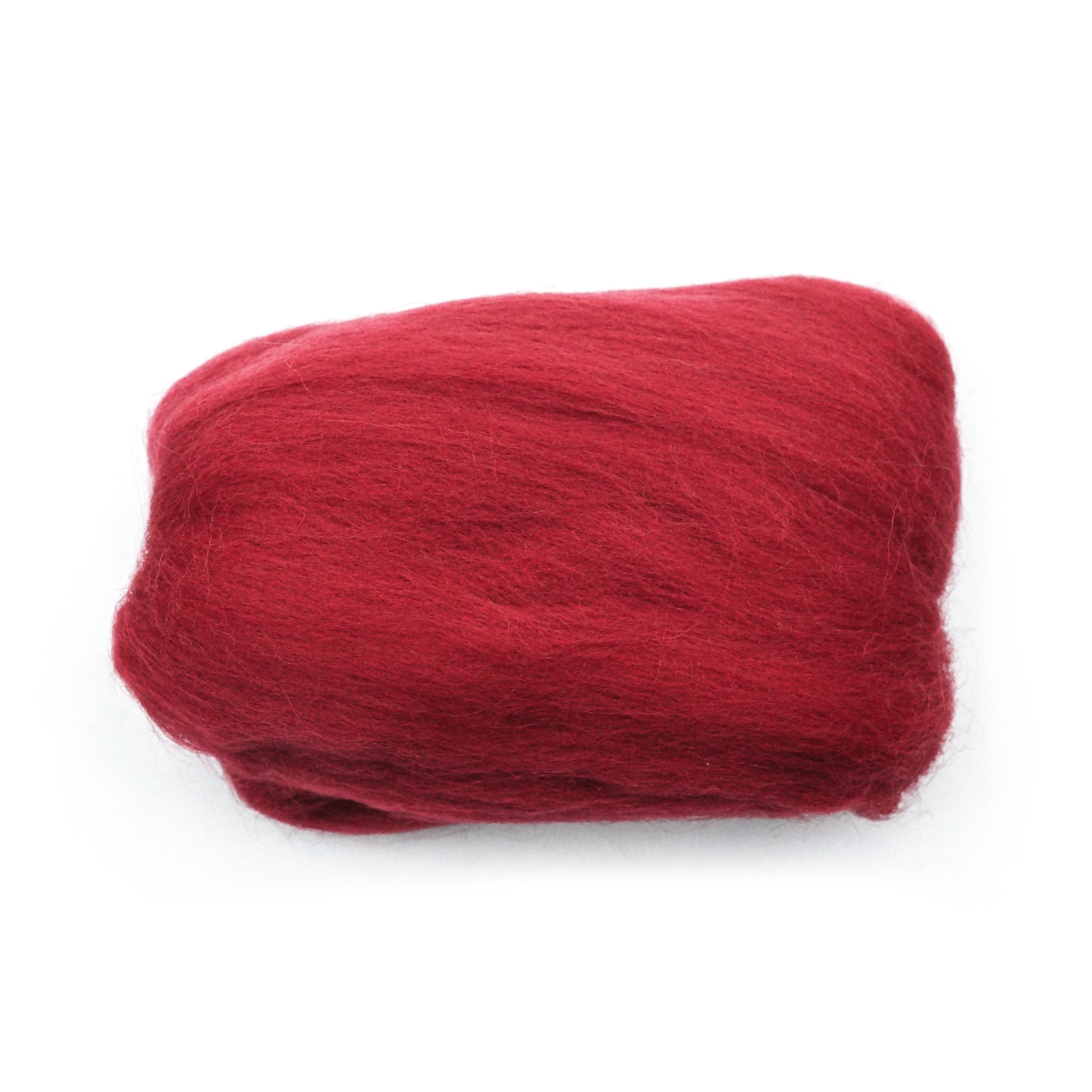 Natural Wool Roving (Red)