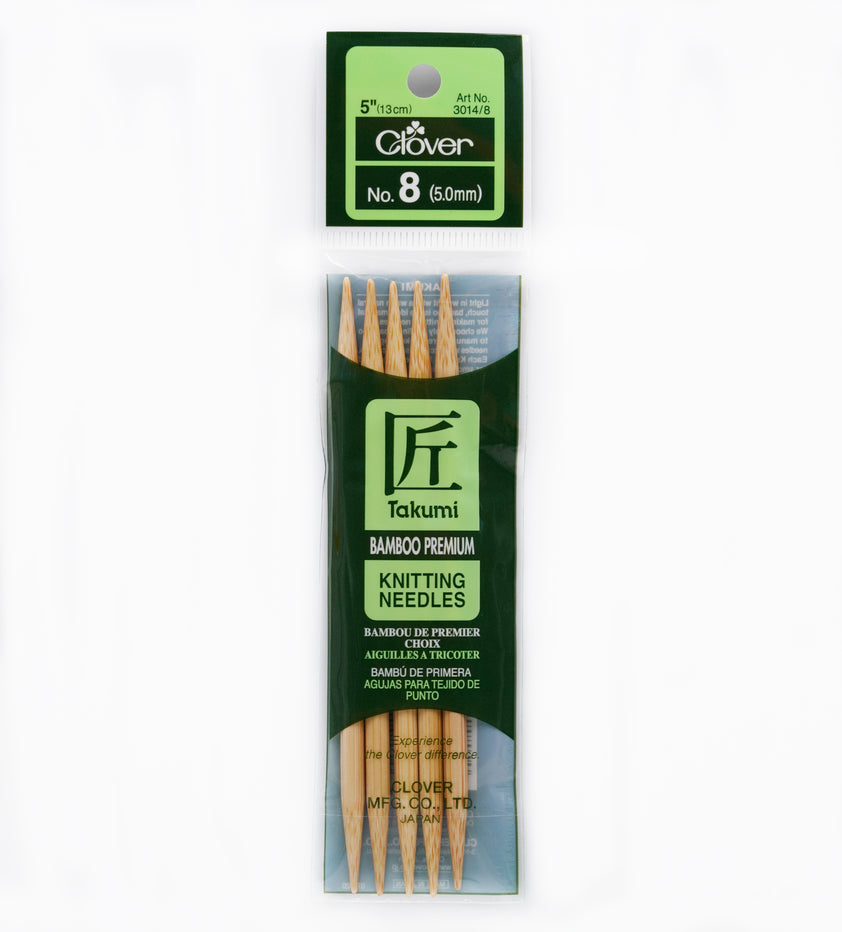 Takumi Bamboo Knitting Needles Double Pointed (5") No. 8 Clover